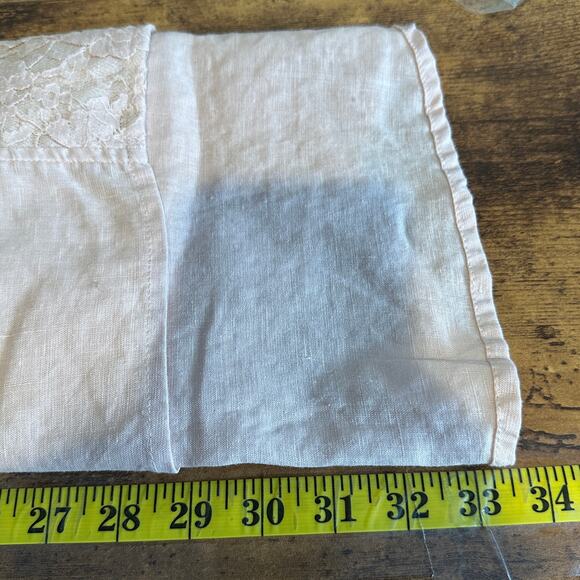 Sundance Linen Tunic Large Pale Pink Floral Lace Boho Cottagecore Soft Girl - Picture 4 of 9